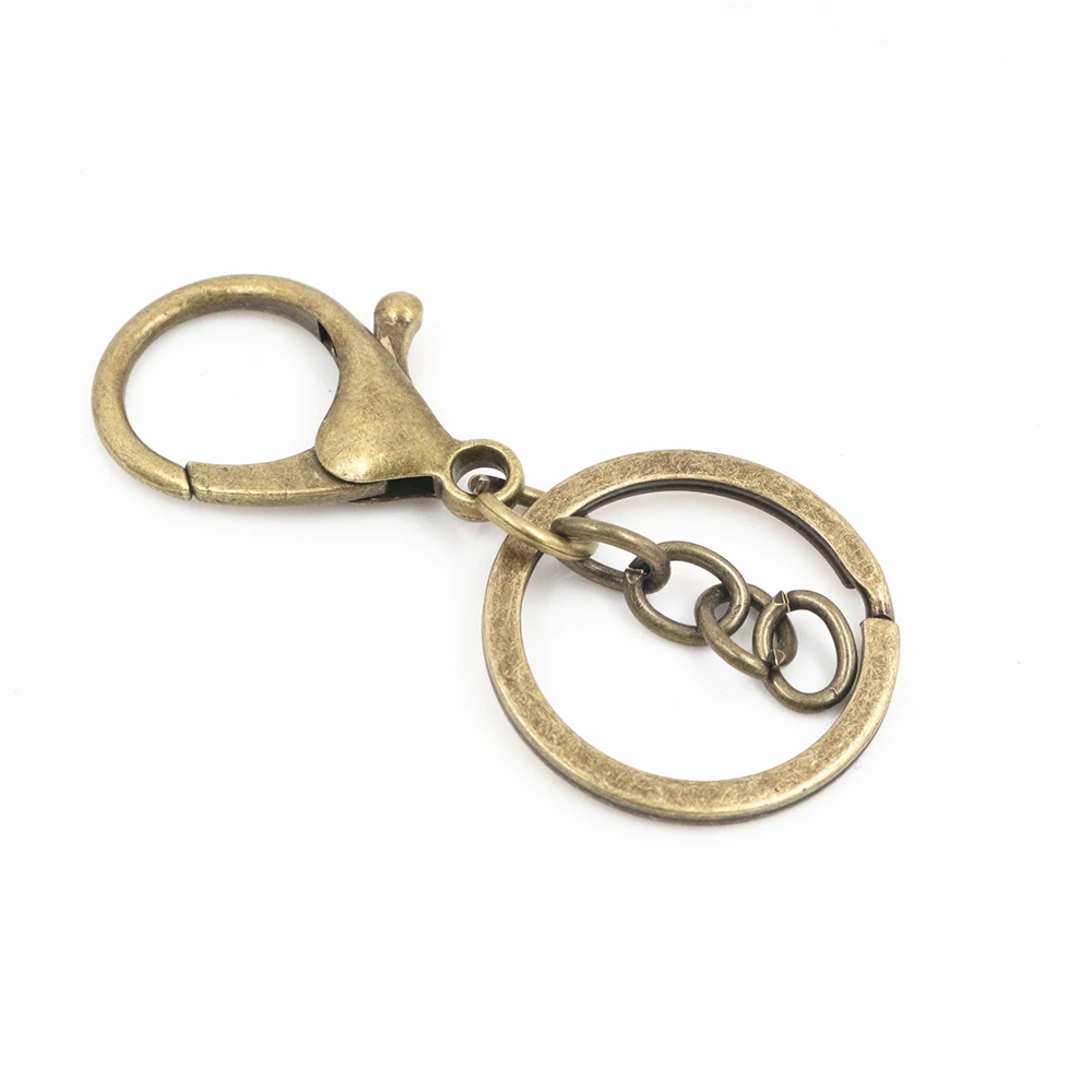 5pcs/lot 30mm Chain Key Ring Long 70mm Popular classic 8 Colors Plated lobster clasp key hook chain jewelry making for keychain