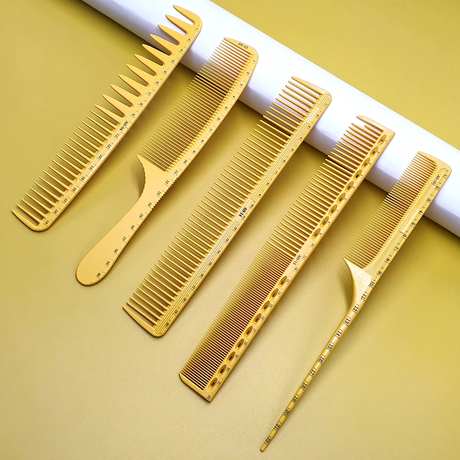 Yellow Graduated Size Comb, 1 Piece or 5 Pieces, Useful Salon Styling Hair Comb, Hairstylist Haircut Comb, Rat Tail Comb