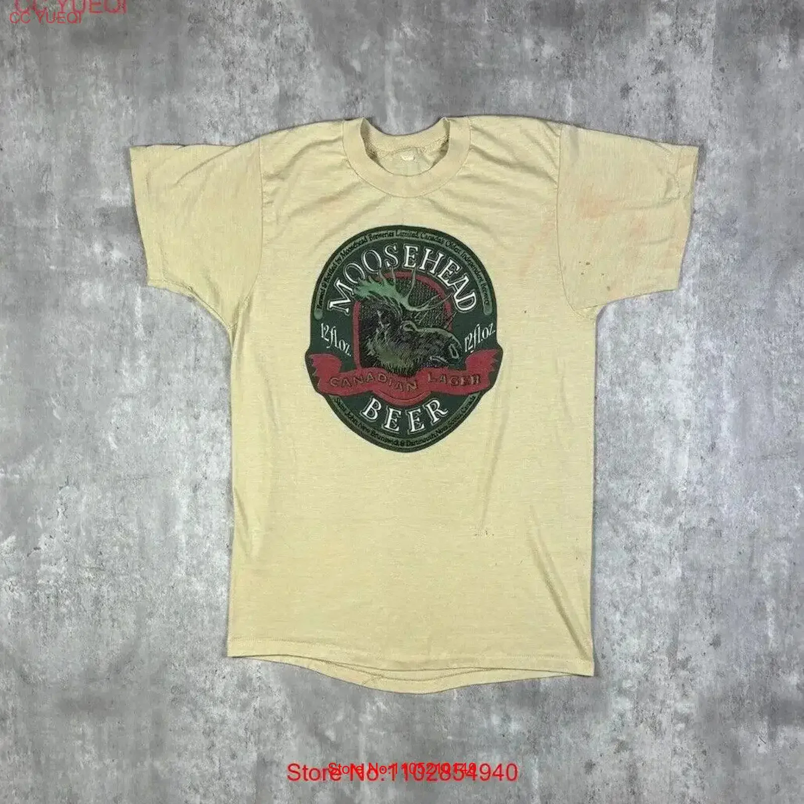 Vintage 80s Moosehead Beer T Shirt size L vintage Washed Casual fashion Soft graphic Stretched homme Versatile Breathable