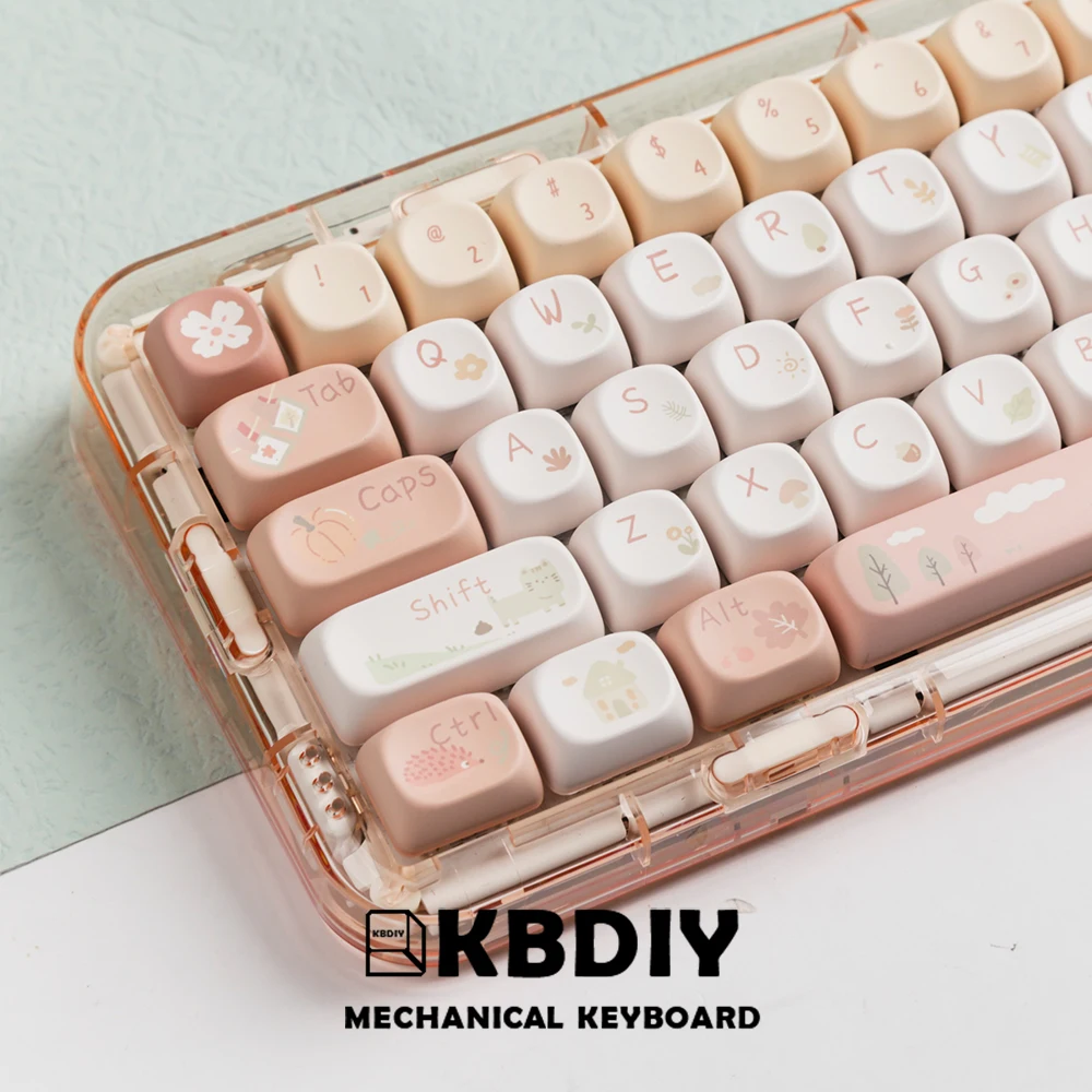 KBDiy 141 Keys/Set MOA Profile PBT Forest Cabin Keycaps for Mechanical Keyboard Gaming MAC Key Caps DIY Custom Caps for GMK67 64