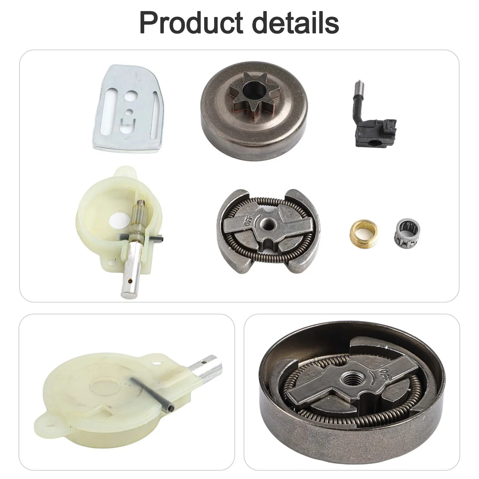 Clutch Drum Kit with Oil Pump Oiler Clutch Bearing and Bar Plate Compatible with Chainsaw Models 41 136 137 141 142