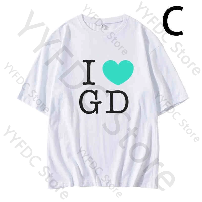 G Dragon نفس تي شيرت GD Overmensch جولة حول العالم الملابس Kpop الرجال النساء الصيف القطن قصير الأكمام تي شيرت الاتجاه فضفاض تي شيرت