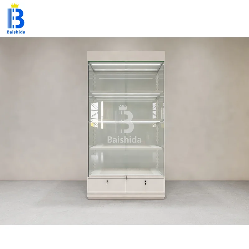 مخصص. تخصيص متجر بيع بالتجزئة الملحقات خشبية السيجار متجر عرض خزانة قابل للتعديل معرض الزجاج صفح