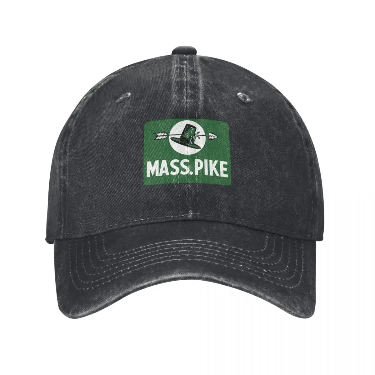 Mass Pike Road Sign with Pilgrim Hat Baseball Cap Military Tactical Cap Icon Hats For Men Women's