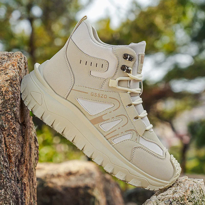2026 Men Sneakers White Casual Non Slip Running Shoes Outdoor Hiking Climbing Waterproof Breathable Lace Up Platform Sneakers