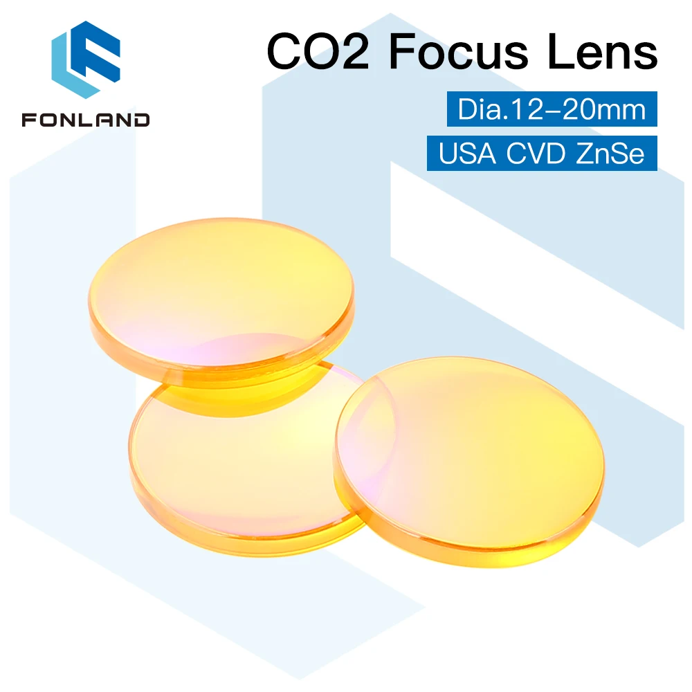 

FONLAND Focus Lens USA CVD ZnSe dia 12 15 18 19.05 20 FL 38.1 50.8 63.5 76.2 101.6 127mm for CO2 Laser Engraving Cutting Machine