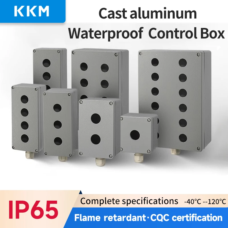 

Metal cast aluminum waterproof button switch control box opening 22mm emergency stop switch button box aluminum alloy 12345 hole