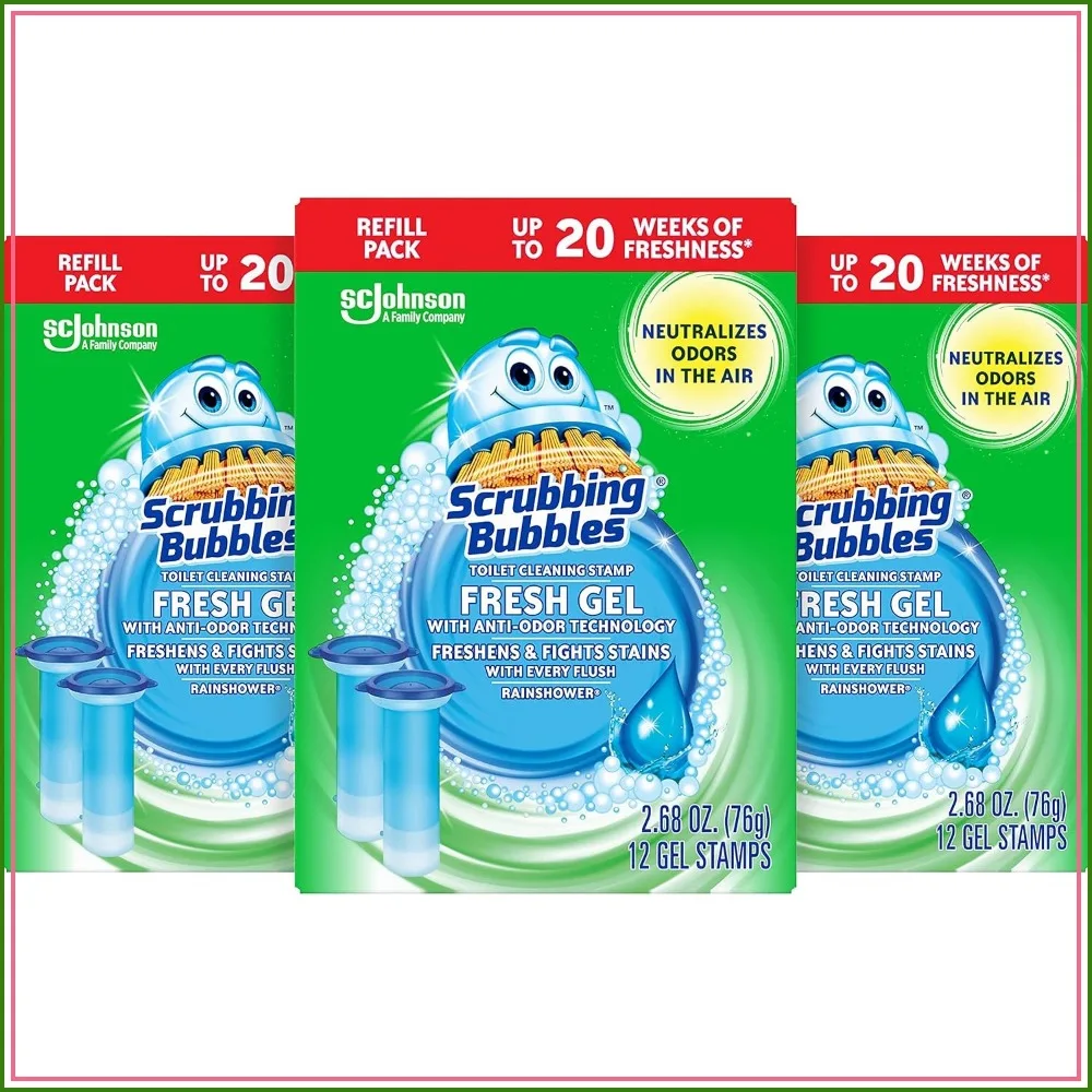 Toilet Cleaning Gel Stamps, 36 Count, Helps Prevent Limescale & Rings, Rainshower Scent