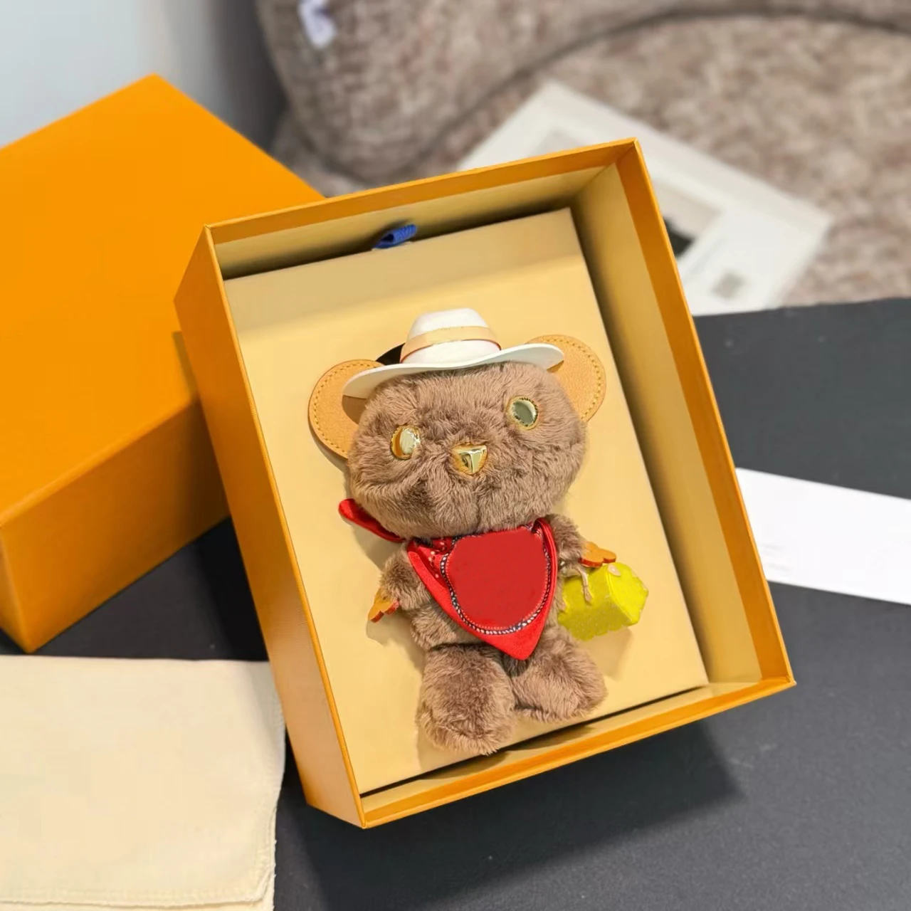 Plush Bear Doll Bag Charm Luxury Unique Design High-End Feelings Handbag Accessory Lightweight Soft Toy Pendant