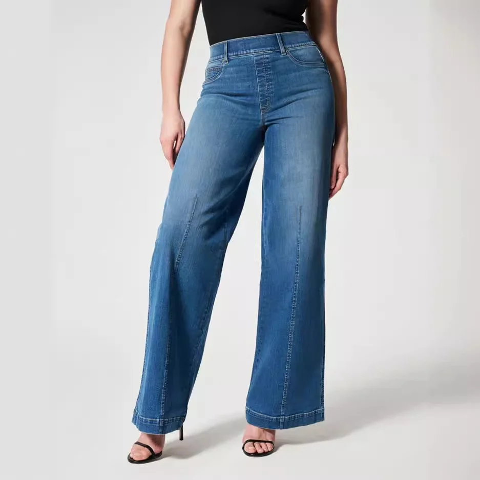 Bootcut-Jeans für Damen, niedrige Taille, gehäkelt, schmale Passform, Alternative Damen-Knöpfe vorne, Stiche, langes Qualitätsstoff