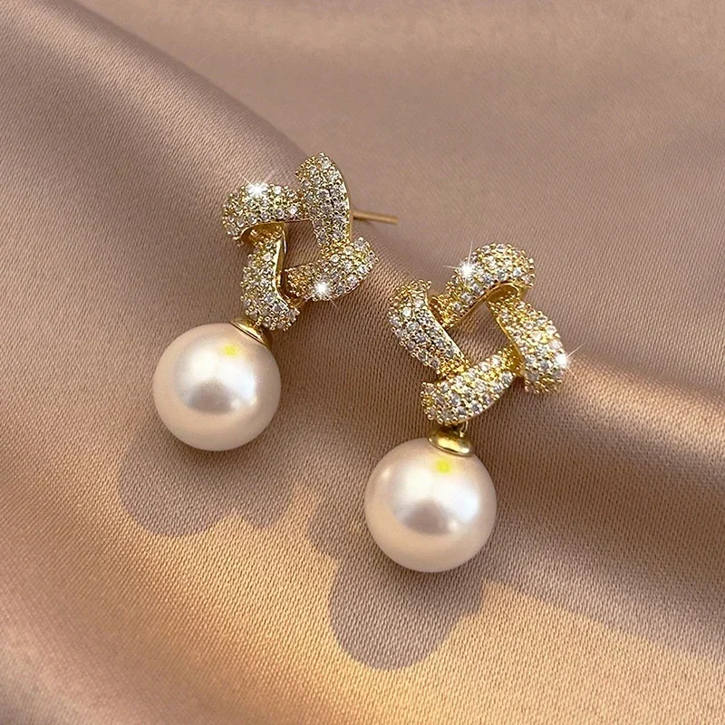 

Настоящее серебро 925 пробы с цирконом, витой квадратный жемчуг, серьги-гвоздики для женщин, минималистичные модные ювелирные аксессуары