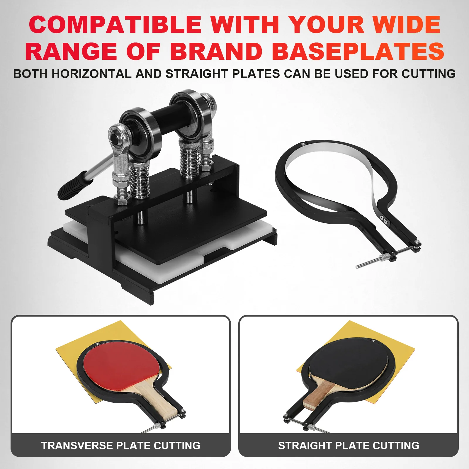 Table Tennis Racket Rubber Cutting Machine Leather Die Cutting Cutter Double Roller Bearing Design with 8mm Thickness Base Plate
