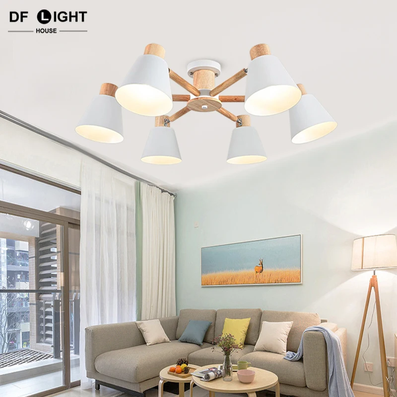 Nordic ceiling chandelier bedroom lamp living room LED ceiling light kitchen chandeliers dining room log ceiling lamp home decor