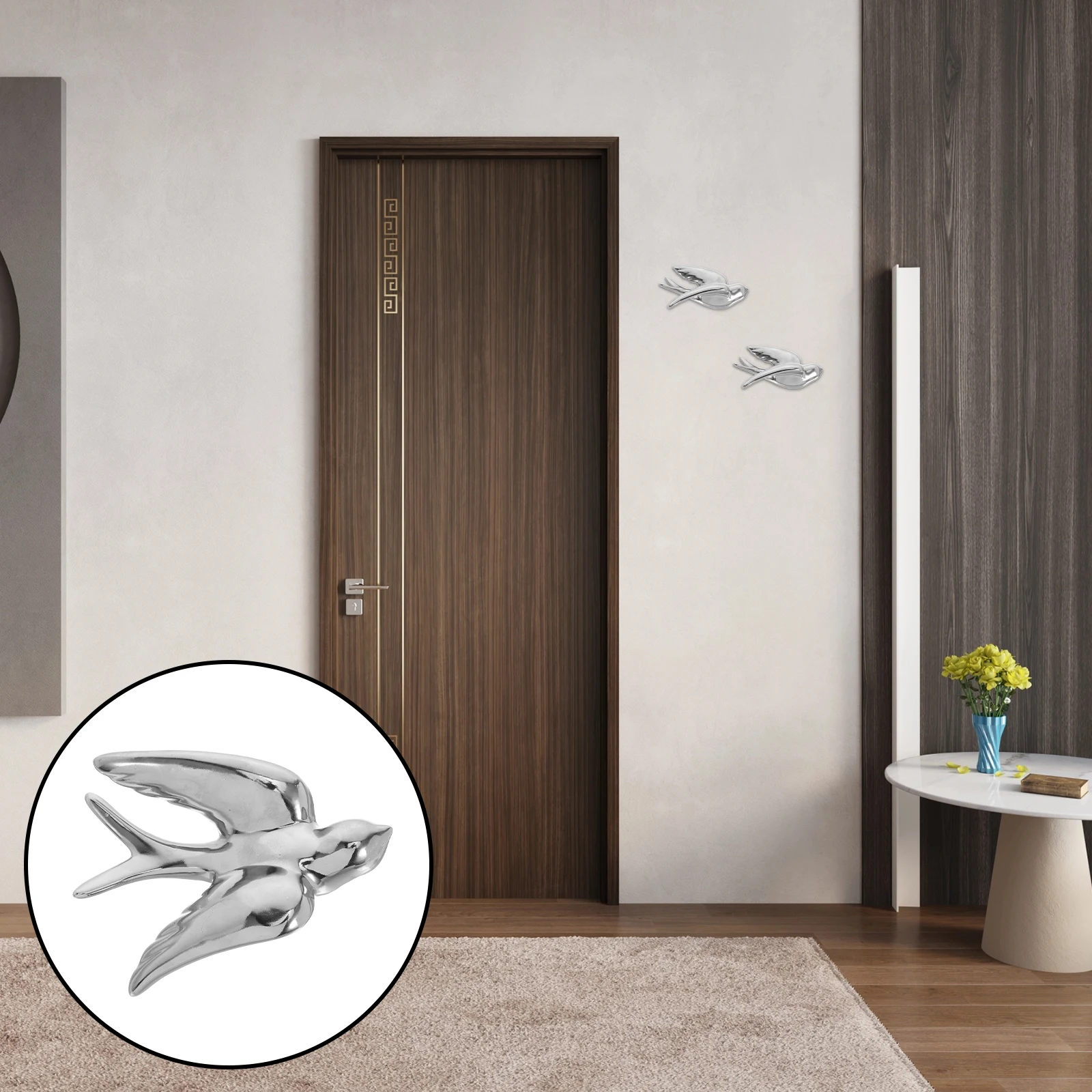 

Ceramic Swallows Wall Decor Realistic Flying Bird Sculpture 3D Hanging Birds Ornament For Living Room Bedroom Garden White