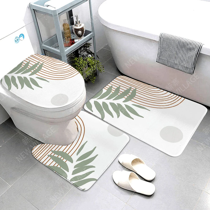 Anti-slip Bath Mat Bathroom Rug Shower Mat Decorative Absorbent Foot Mat Entrance Bathtub toilet rug boho Nordic plant leaf