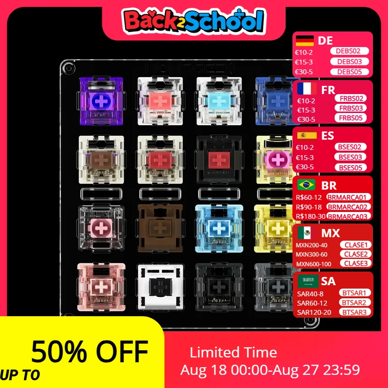 

Akko x MonsGeek Acrylic 16-key Switch Tester Linear/Tactile/Clicky/Silent Switches