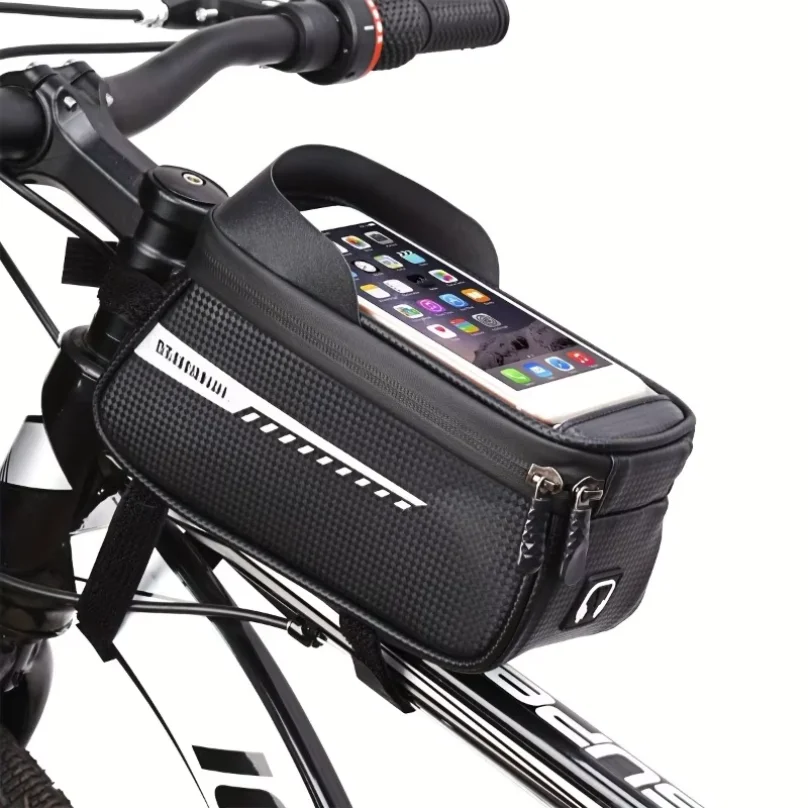 Waterproof Bike Front Frame Bag with Touch Screen Sun Visor Cycling Storage and Phone Holder for Bicycles