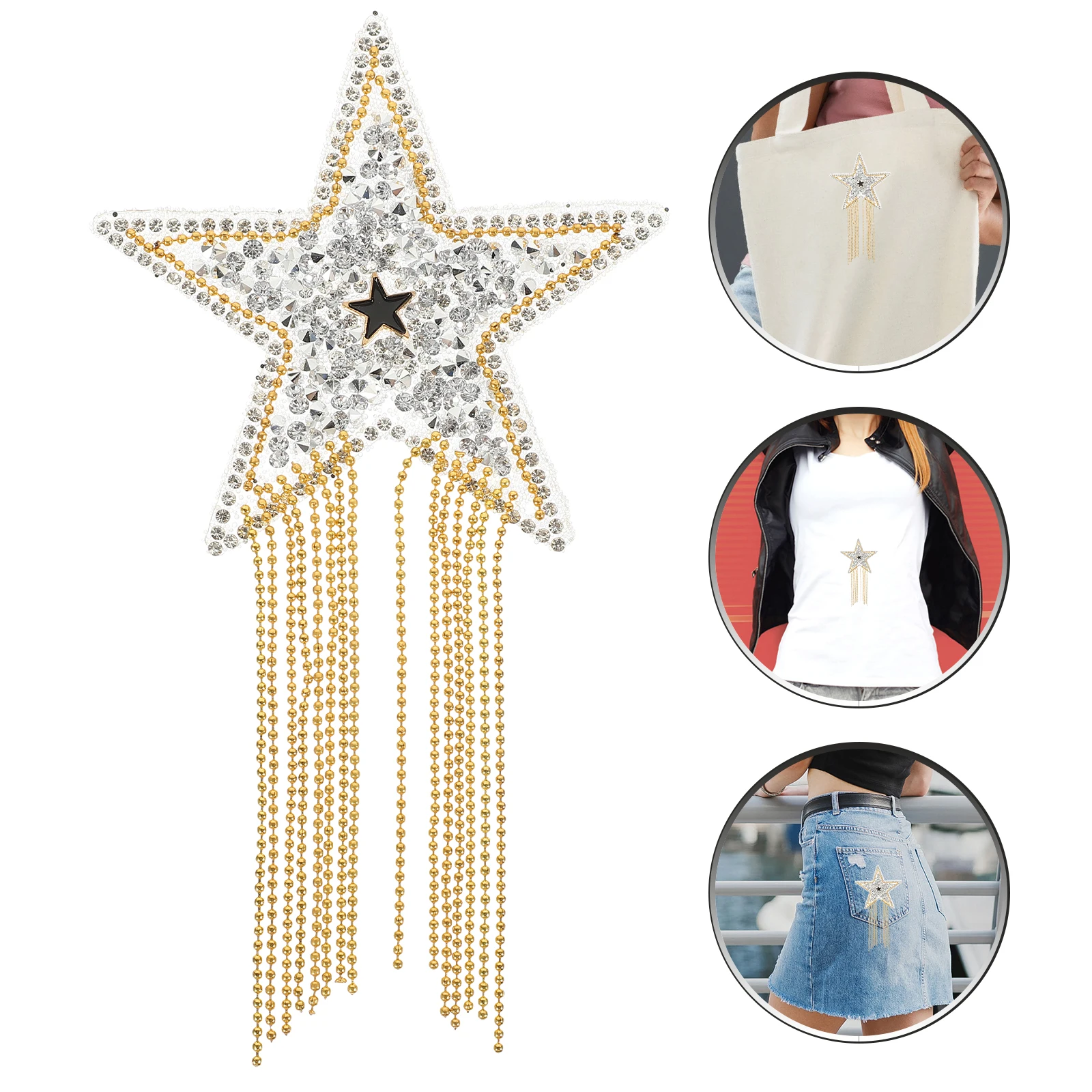 

Glitter Star Shaped Iron On Patch Clothing Rhinestone Applique Diy Bag Decoration Resin Bling Sewing Delicate Clothes Repair