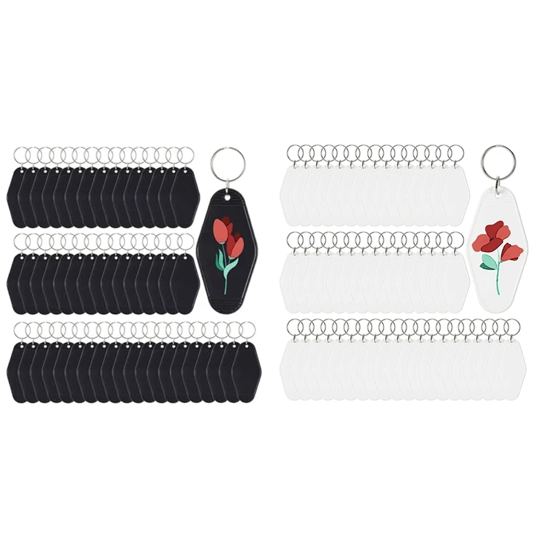 PWS 50Pcs Blank Motel Keychain Bulk With Key Rings,Vintage Hotel Keychains Key Tag For Vinyl DIY Crafts