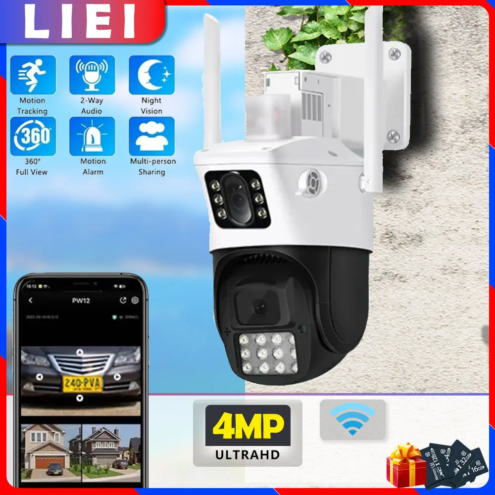 

LIEI WIFI PTZ Camera Auto Tracking Dual Lens 4MP IP camara Security Protection Monitor Waterproof Smart Home CCTV Surveillance