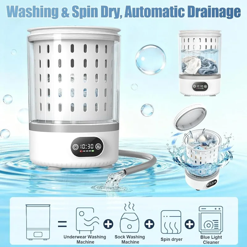3L Mini Washing Machine,3 In 1 Portable Washing and Spin Dry,Drain Washing Machine,Small Washer for Underwea Socks Baby Clothes image 4