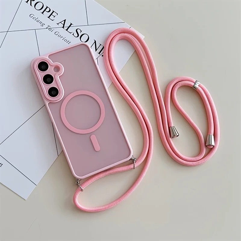 Crossbody Lanyard Magnetische Telefon Fall Für Samsung Galaxy S26 S25 Rand S24 FE S23 Ultra Plus Für Magsafe Harte PC Stoßfest Abdeckung