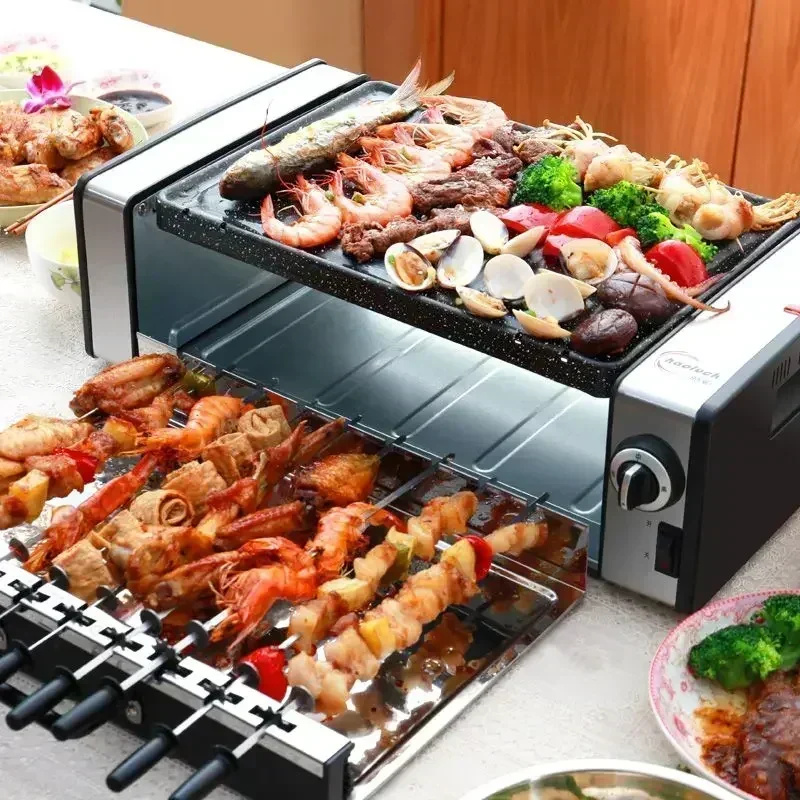 Home smokeless electric grill, automatic rotation, perfect for grilling lamb kebabs