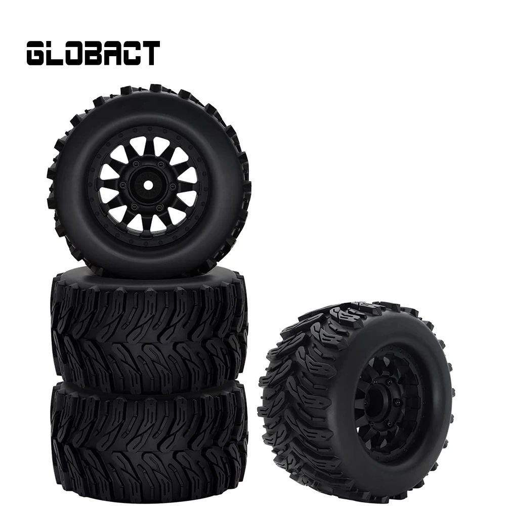 GLOBACT RC Truck Tires 12mm/14mm Hex RC Cars Wheels and Tires with Foam Inserts for 1/10 Scale Arrma Granite Axial