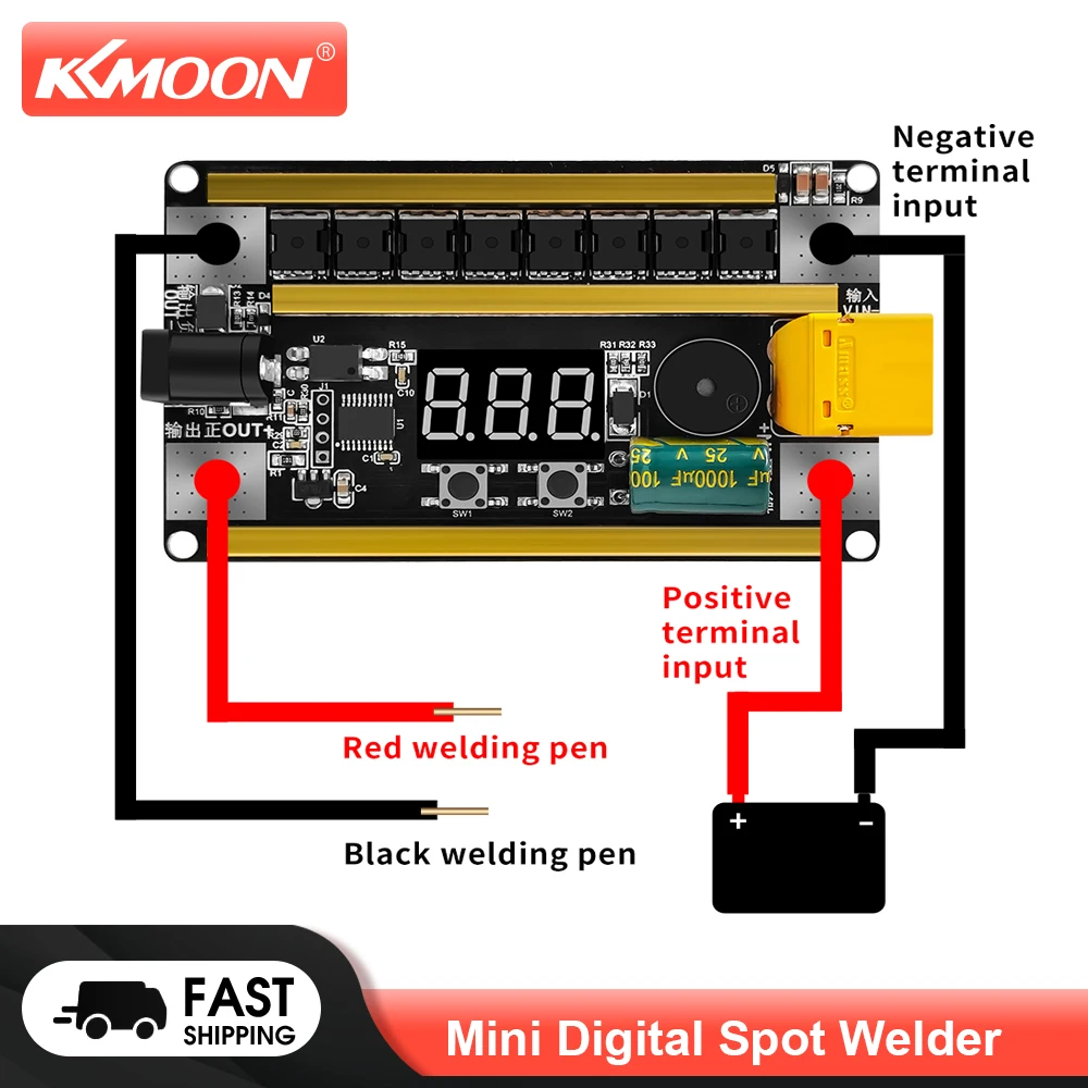 KKMOON Mini Spot Welder Digital Spots Welding Machine Control Board 18650 Lithium Battery Welding Machine 0.1-0.2mm Nickel Sheet