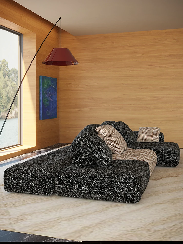 Sofá de tela de lujo ligero, módulo combinado para sala de estar, villa, sofá de algodón y lino