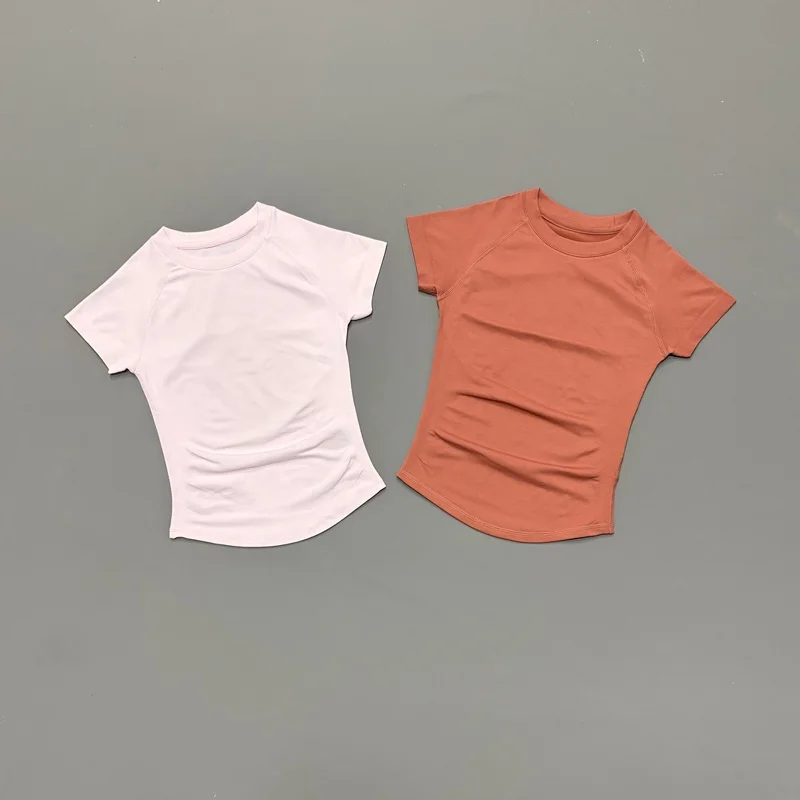 HISTELLO Damen Kurzarm-Workout-Tops, schmale Passform, hohe Dehnbarkeit, leicht, für Yoga, Laufen, Fitness, Freizeit, Alltag, Sport-Top – Detail 5