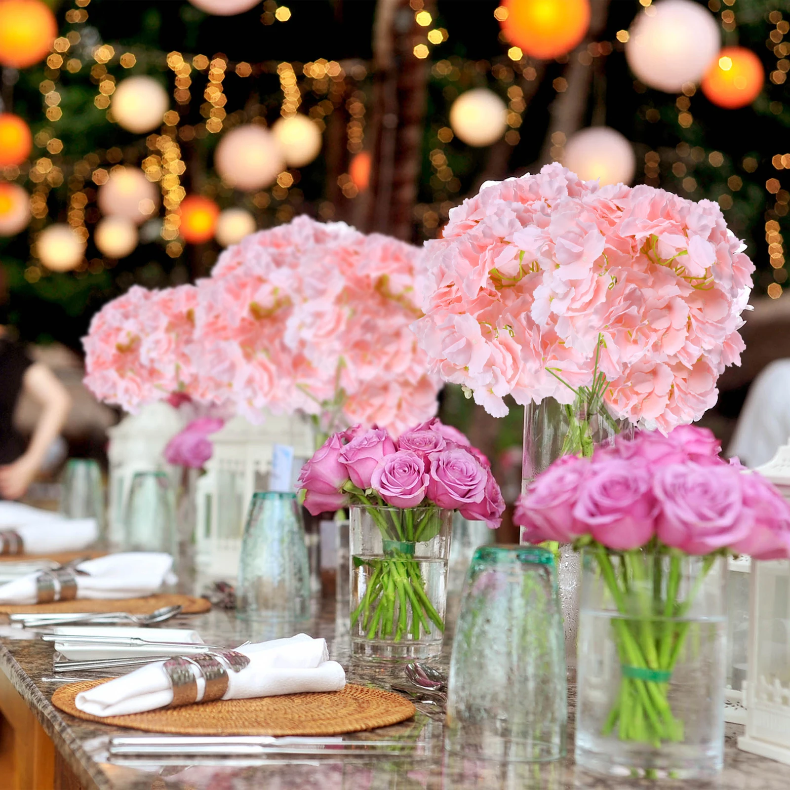 

2Pcs Artificial Hydrangea Creative Wear Resistant Desktop Decoration Space Saving Hydrangea Ornament Party Table Display