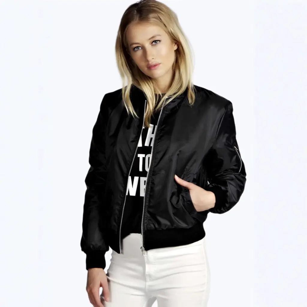

Fashion Short Zipper Outer Jacket for Women Solid Color Autumn Winter New Arrivals European American Style