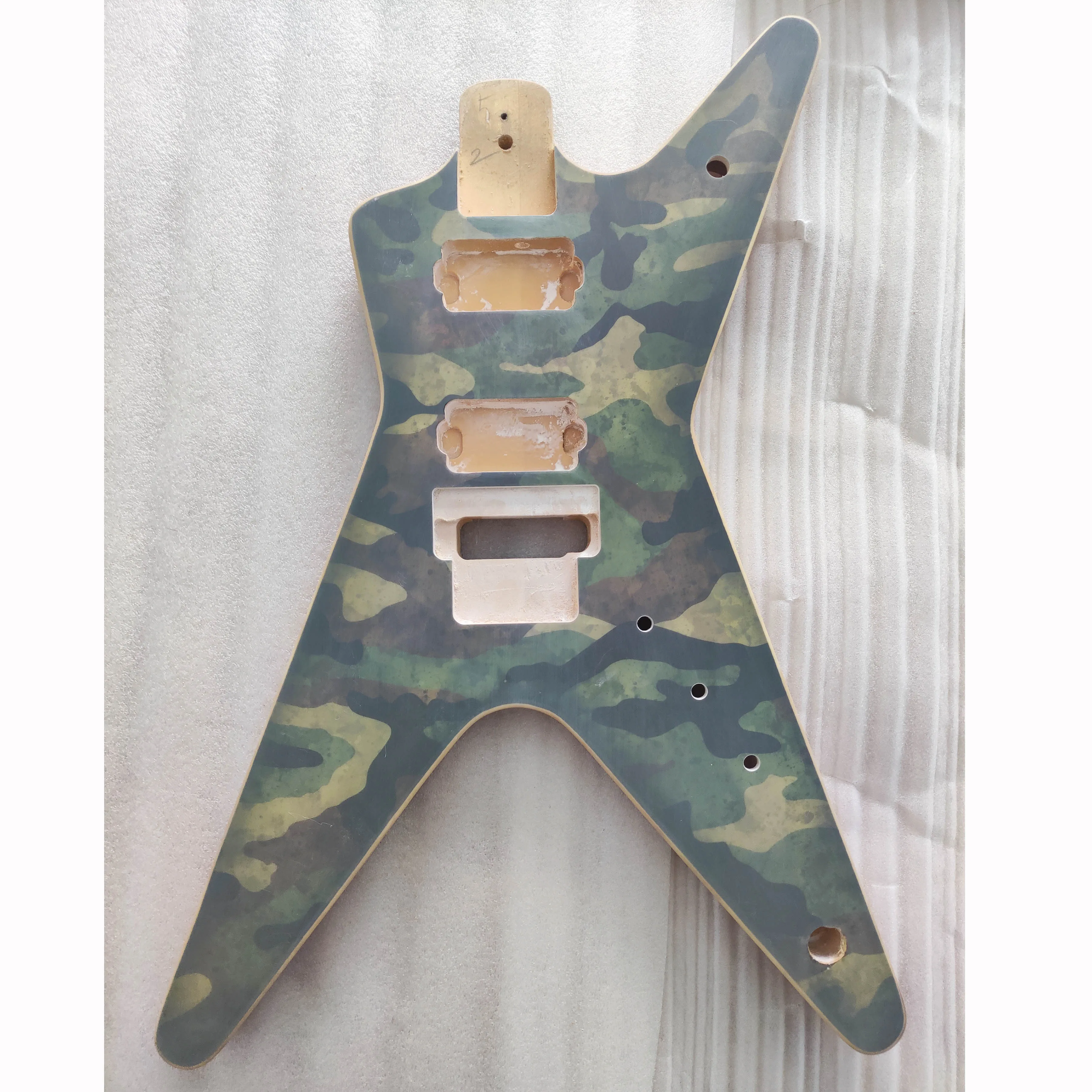 Heterotypic Electric Guitar Body Floydrose,Special Shape, Guitar Barrel,Matte Finished, Camouflage Top,Floyd Rose,Tremolo Bridge