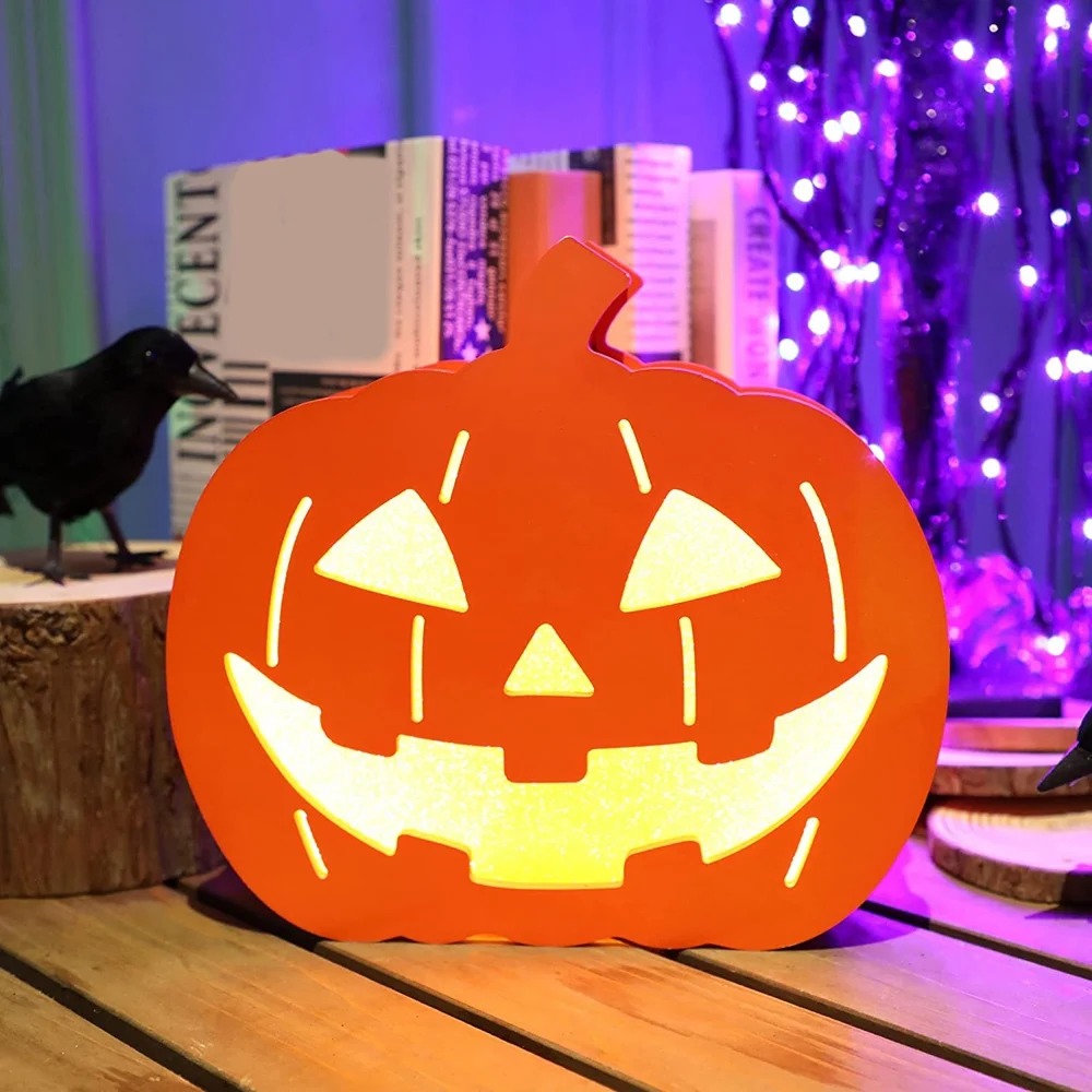 

Декоративный светящийся двусторонний фонарь-тыква GOOD-Halloween, прочный ночник, настольное украшение, подходит для дома и интерьера.