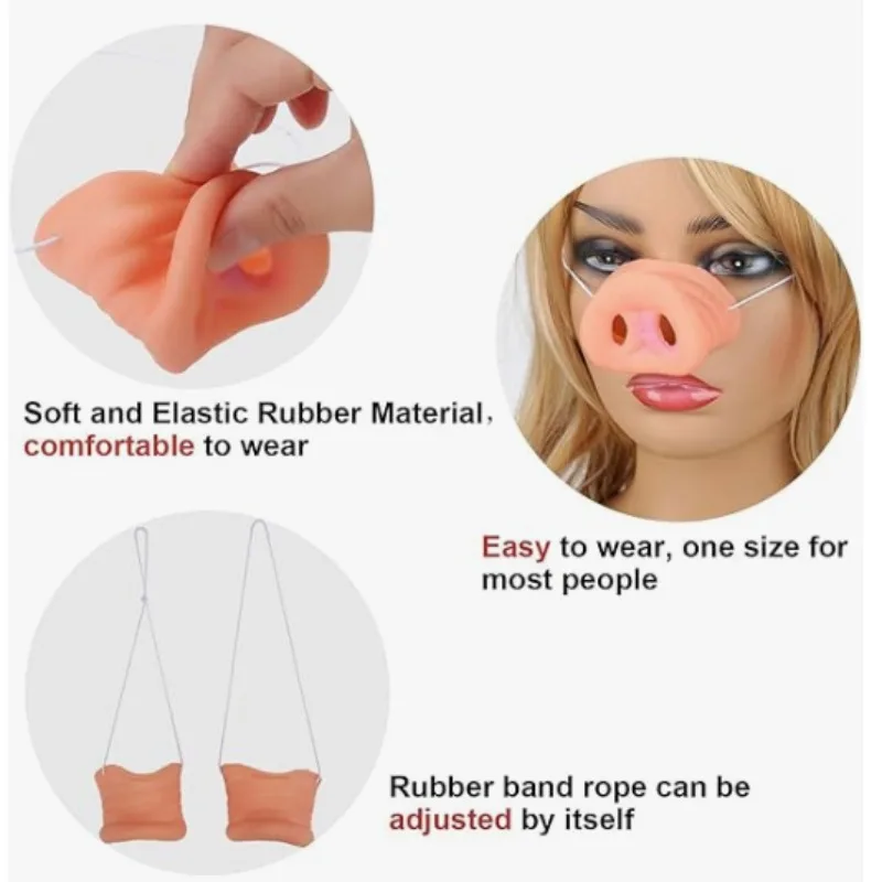 2/4/8 قطع أنوف الخنزير للأطفال الجدة خنزير خطم تأثيري قناع مع شريط مرن للأطفال هالوين حفلة عيد ميلاد لوازم