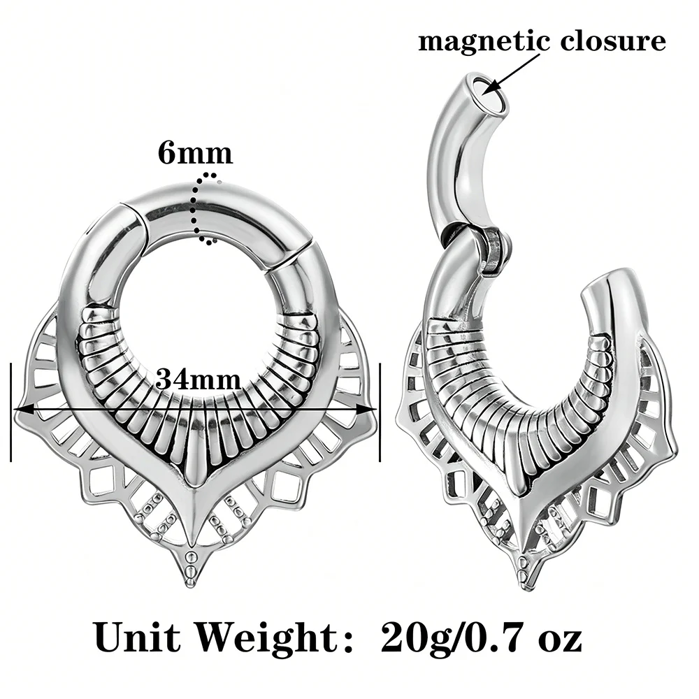 Casvort 2 Stück Edelstahl Boho Filigran Spitze Ohrgewichte Tunnel Plugs 6mm 2g Vintage Ohrringanhänger für gestreckte Ohrläppchen – Detail 9