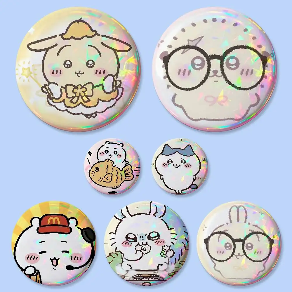 Cute C-chiikawa-s Badges 25 32 44 58 75 Mm Round Cosplay Pin Bag Decor Fans Collect Friends Gifts Brooch Souvenir