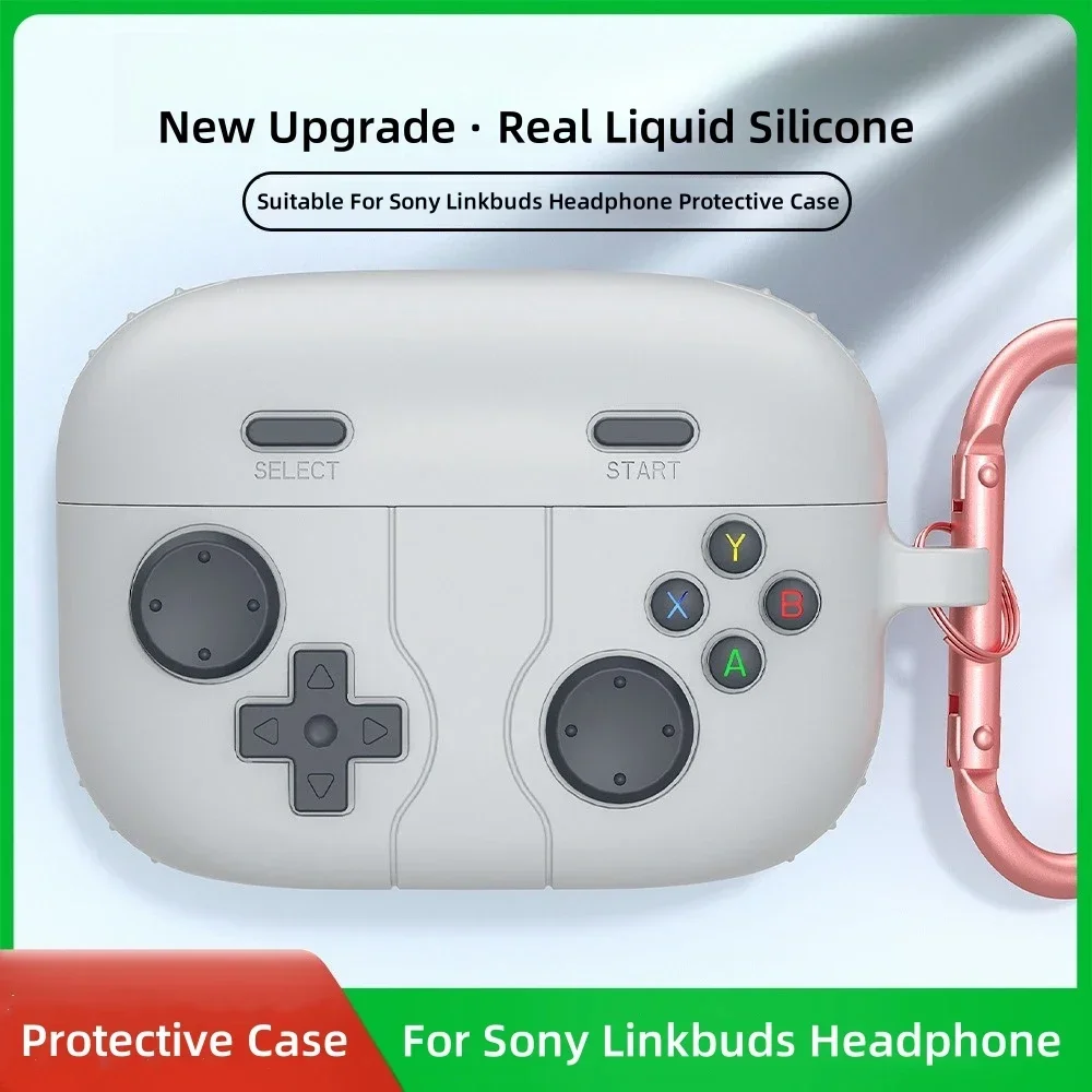 레트로 게임 콘솔 외관 보호 슬리브, 소니 LinkBuds S 헤드셋용, 실리카 젤 보호대 케이스, 후크 포함, 추락 방지