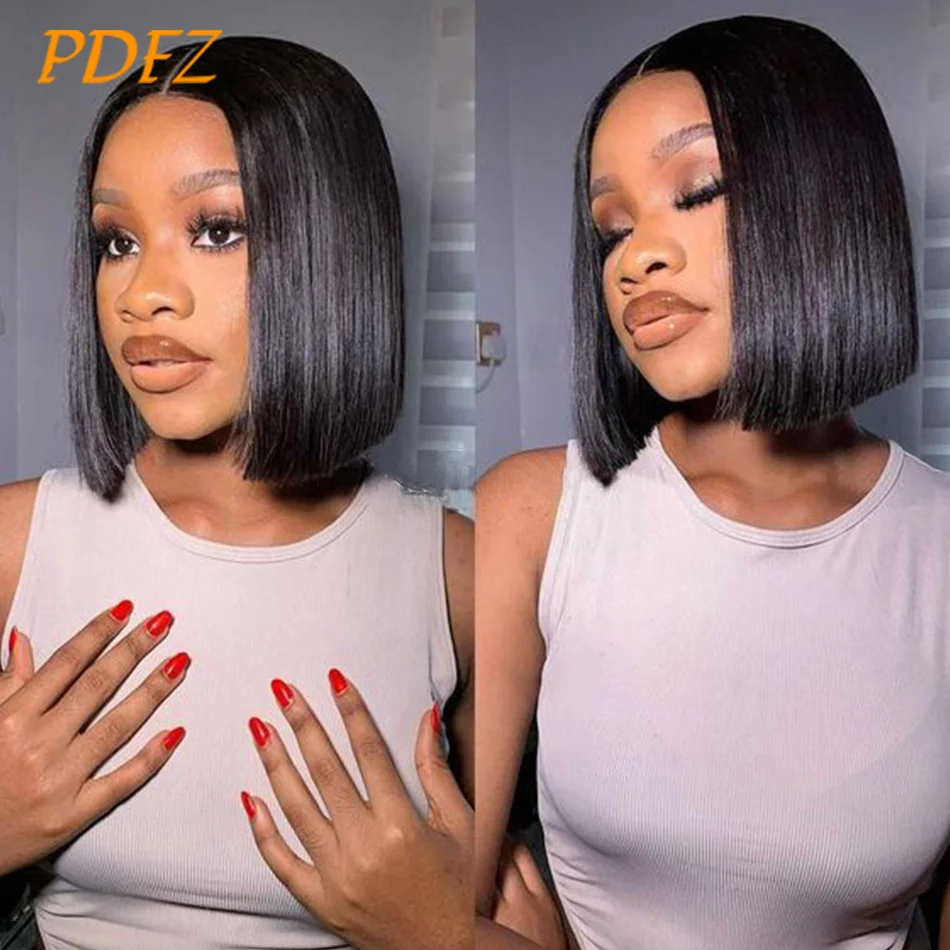 

Short Bob Wig Human Hair Wigs For Women Transparant Lace Wig 180% Density Remy13x4 Bob Lace Front Human Hair Wigs Pre Plucked