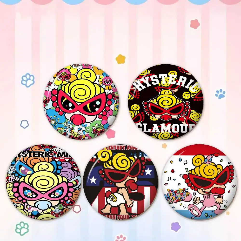 Japan Fashion Hysteric Mini 58mm Animals Funny Brooches Badge Backpack Clothes Gift Accessory