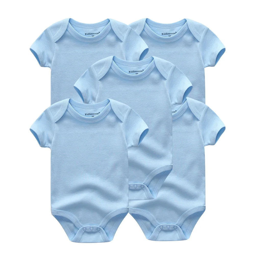 5 Pc Solid Color Newborn Summer Soft 100%cotton Baby Boys Girl Bodysuits Short Sleeve Baby Clothes Sets