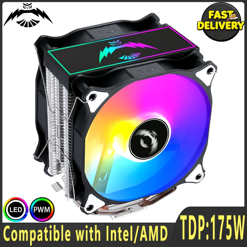 

Compatible LGA115x 1200 1700 AMD 2011 2066 x79 x99 Cooler CPU Fan 4pin/PWM 120mm High Performance Cooler Processor 4/6 Heat Pipe