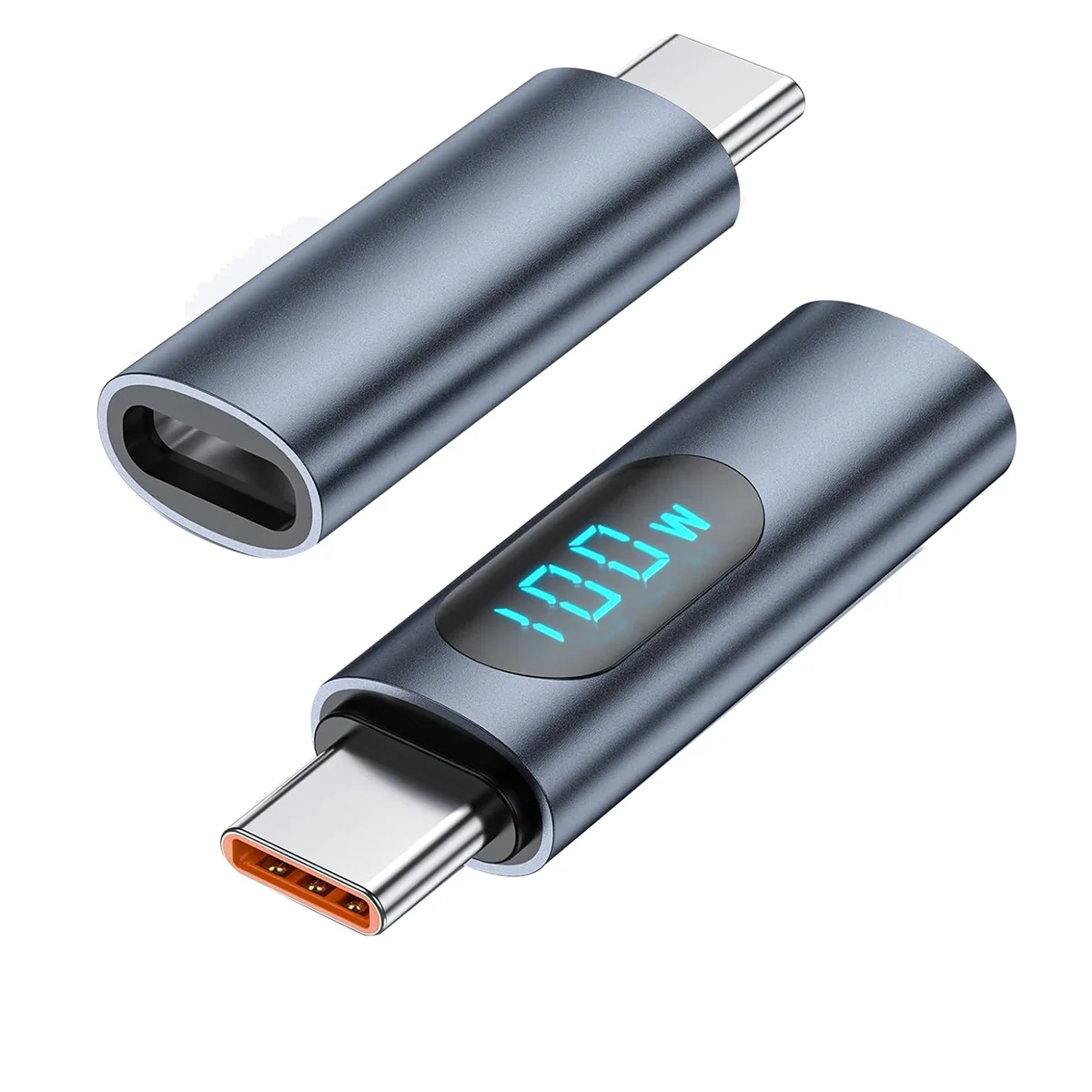 USB C Adapter2PCS USB C Adapter LED Display PD 100W Male to Female Fast