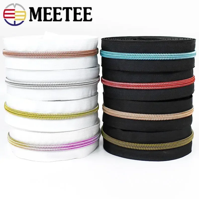 1/2/3/5/10M 3# 5# Sewing Zippers Tapes By The Meter Bag Shoes Nylon Zipper Decorative Roll Coil Zips Repair Kit DIY Accessories