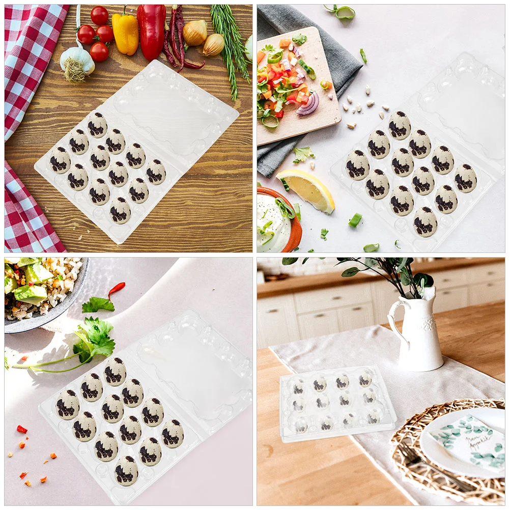 20 Pcs Desktop Quail Egg Container Transparent Convenient Holder Tray Cartons 12 Eggs Gift Box Storage Supply