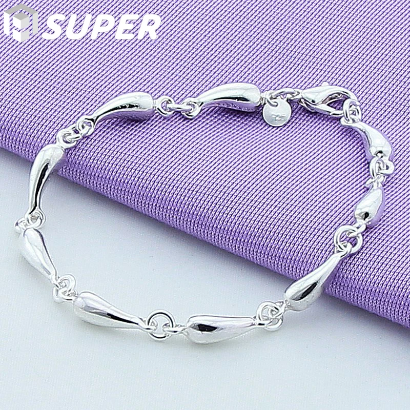 

925 Sterling Silver Water Drop Bracelet Luxury Brand Women Bracelet Silver Bracelet Jewelry Christmas Gift