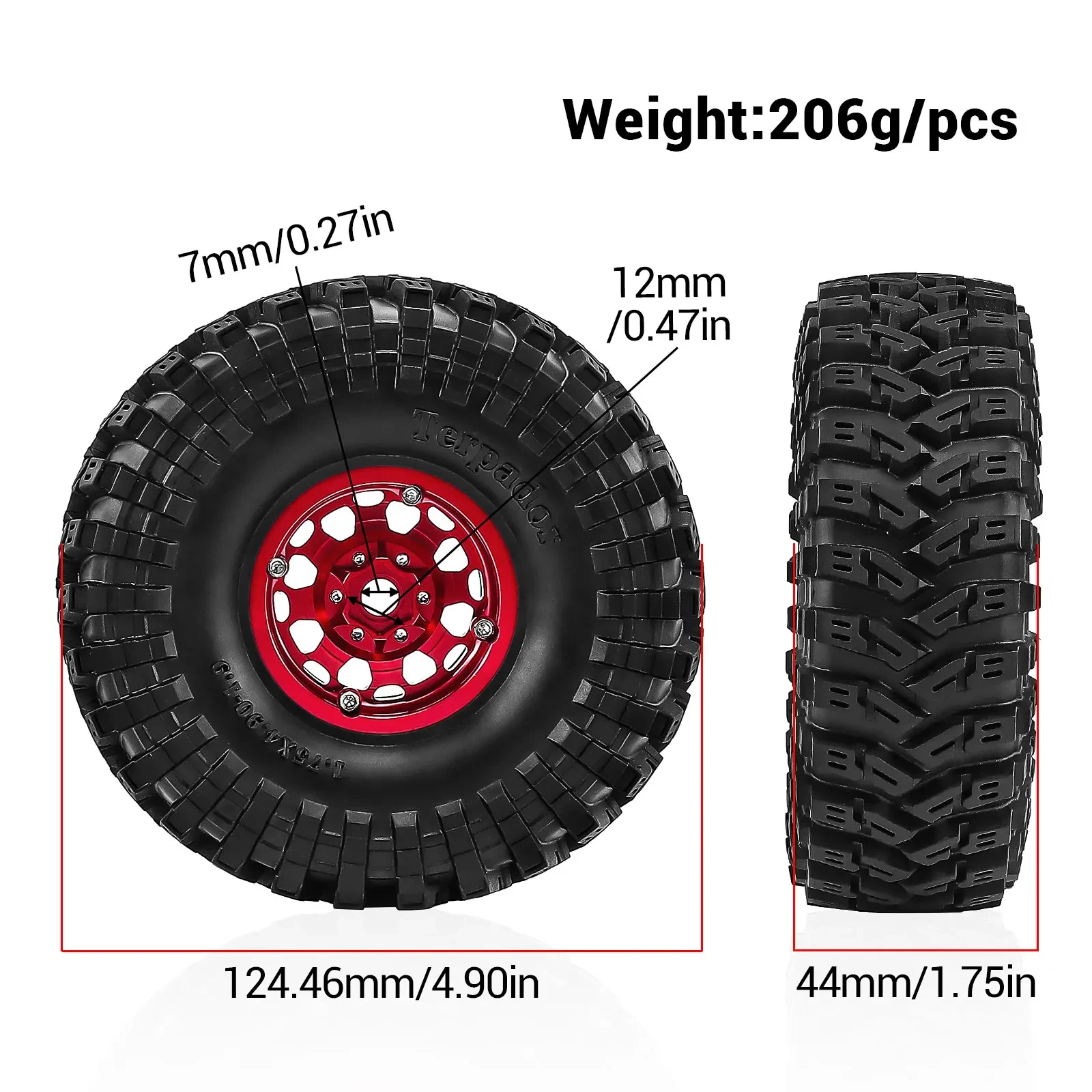 4pcs Metal 1.9 inch Beadlock Wheel Rim Tire Set for 1/10 RC Crawler Axial SCX10 II 90046 III AXI03007 TRX4 TRX6 Redcat GEN 7/8