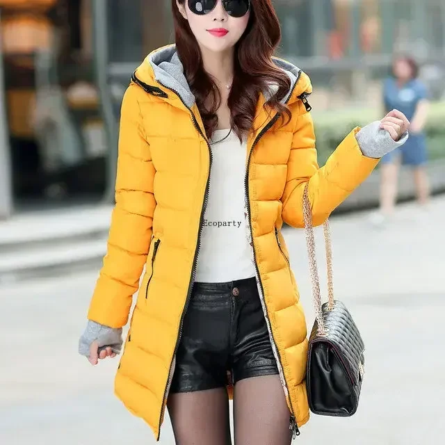 Winter Jacket Women Hooded Long Parka Warm Slim Winter Coat Woman Puffer Jacket Oversized Padded Outwear Coat Women Abrigos