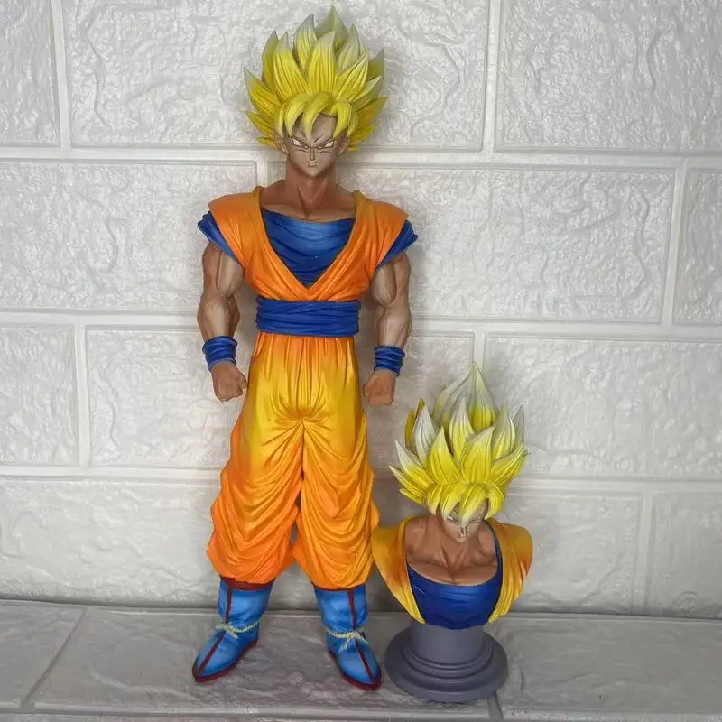 

В наличии, трехцветная двуглавая фигурка Dragon Ball Z Ssj2 Goku - Super Saiyan, коллекционная модель статуи из ПВХ, игрушка в подарок